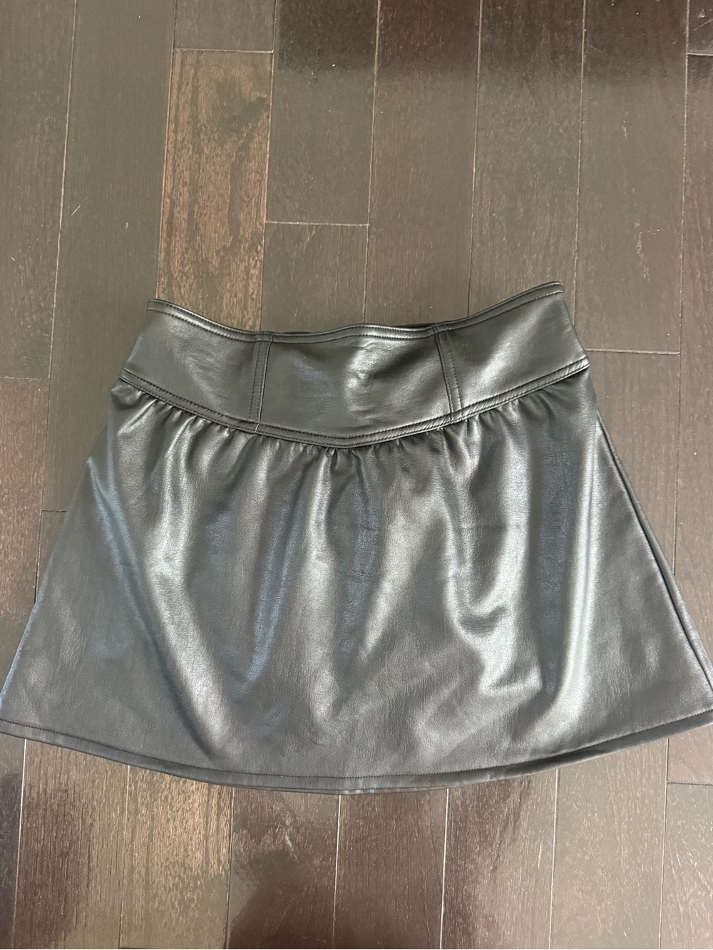 abercrombie kids Black Faux Leather Skater Skirt